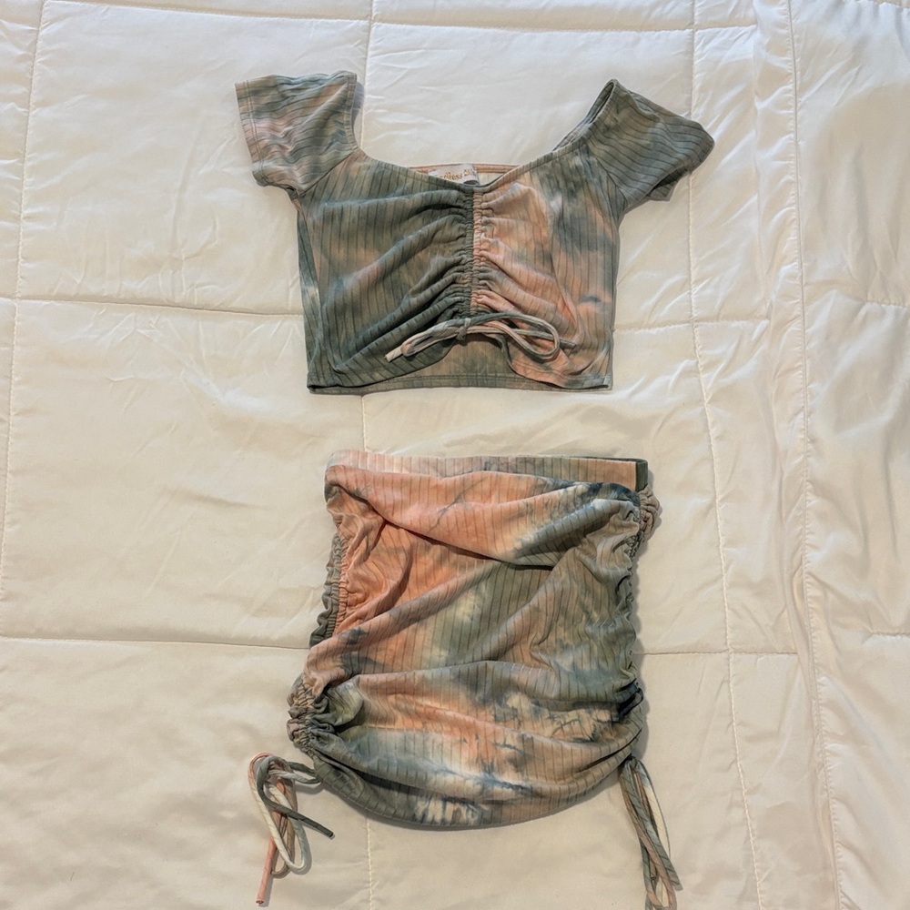 Tie-Dye Crop Top and Skirt Set